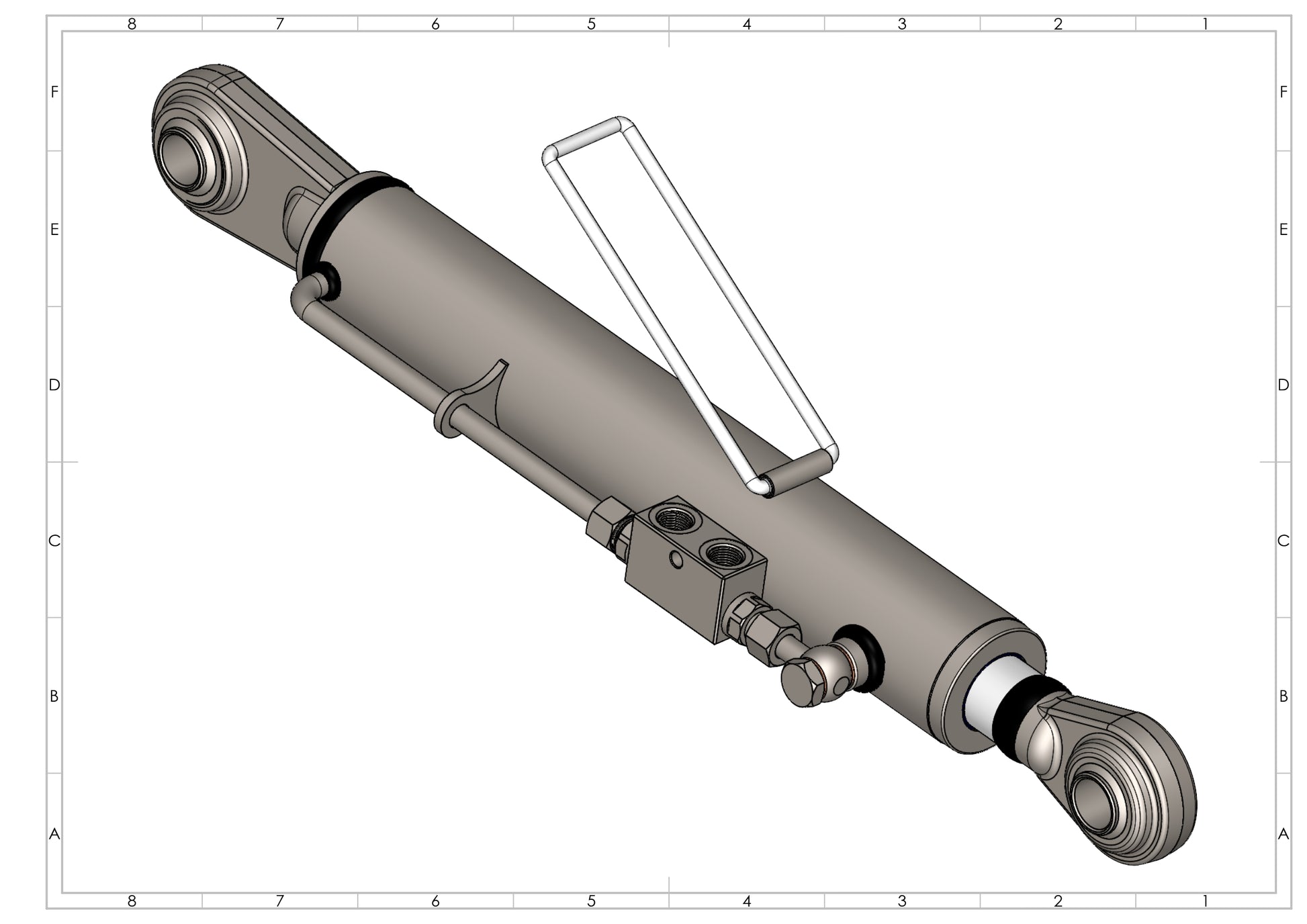 Hydraulic Top Link Cat. 2-2 (Min. 650→Max.990 mm) With Locking Block + 2 Hydraulic Hoses - SPH320098