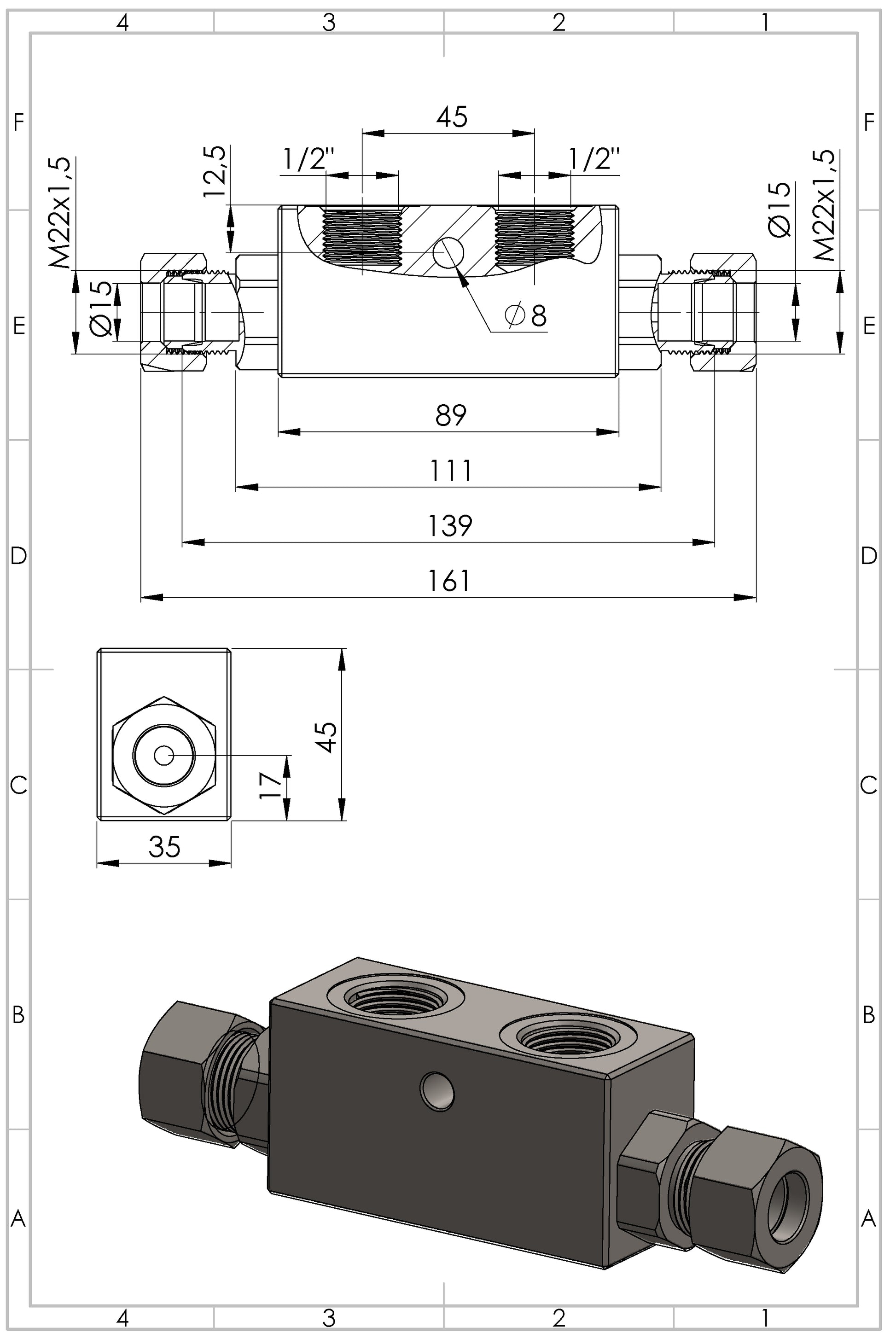 Double Pilot Operated Check Valve VBPDE  For 15L 1/2" - SPH390210
