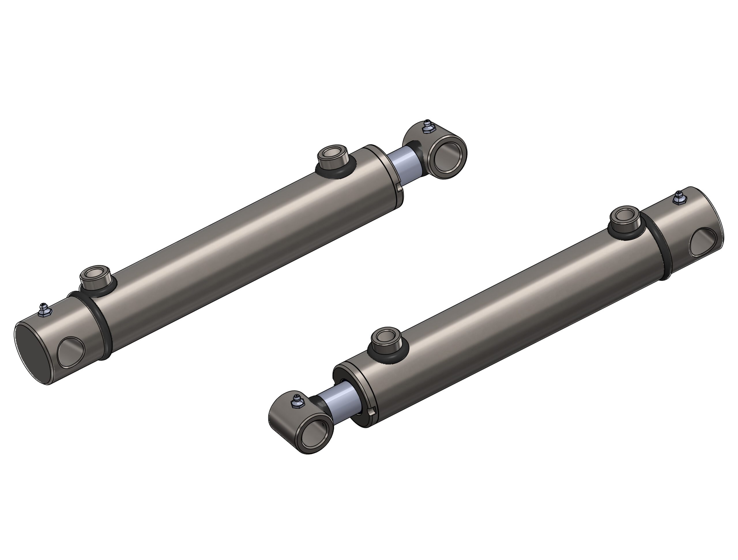 Vérin hydraulique double effet avec trou transversal plusieurs