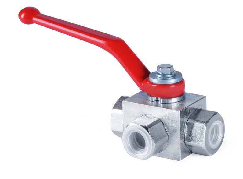 Valvola a sfera idraulica 3 vie 3/8" BSP L-foro 500 bar