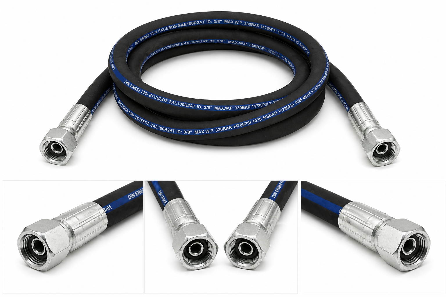 Hydraulic Hoses DN10/NW10(3/8")-EN853 2SN-WP330 bar-DKOL/DKOL 12L M18x1,5-24° O-Ring