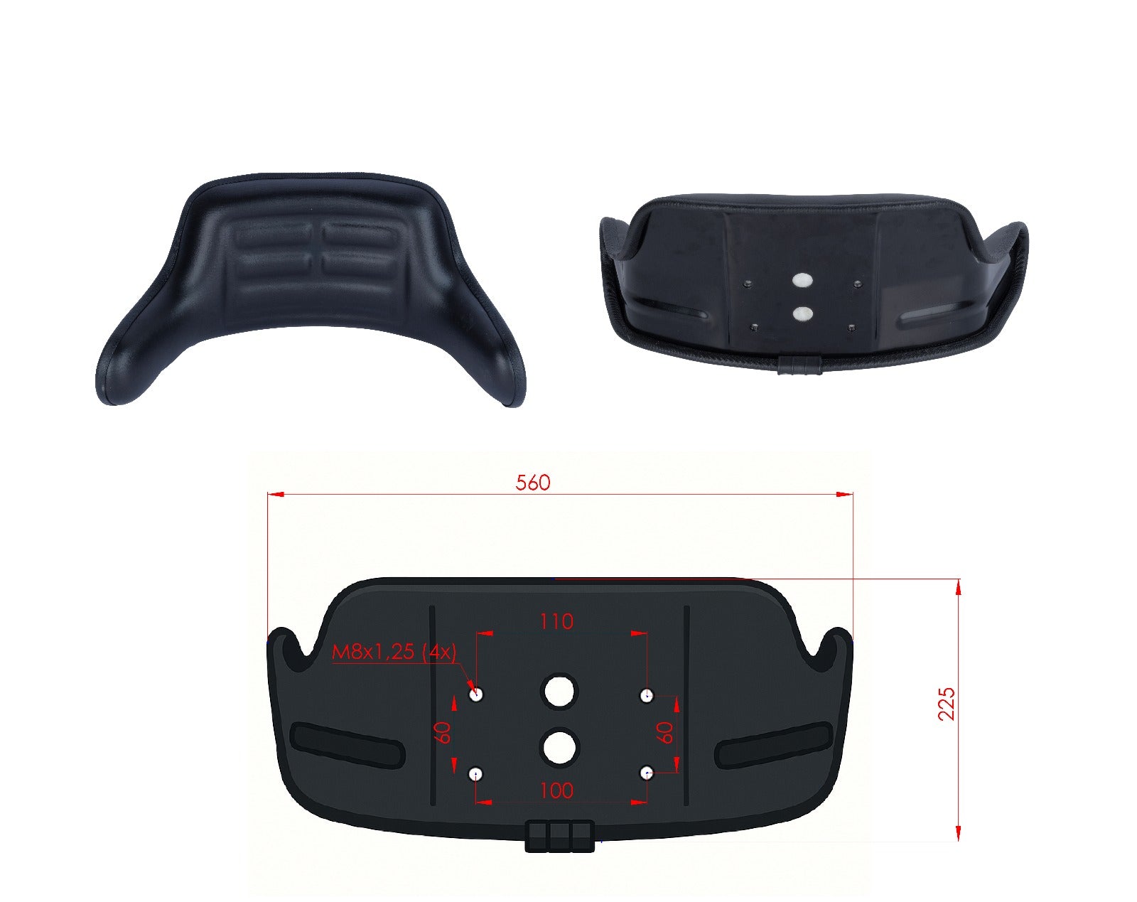 Cojín de Respaldo para Asiento de Tractor con Reposabrazos