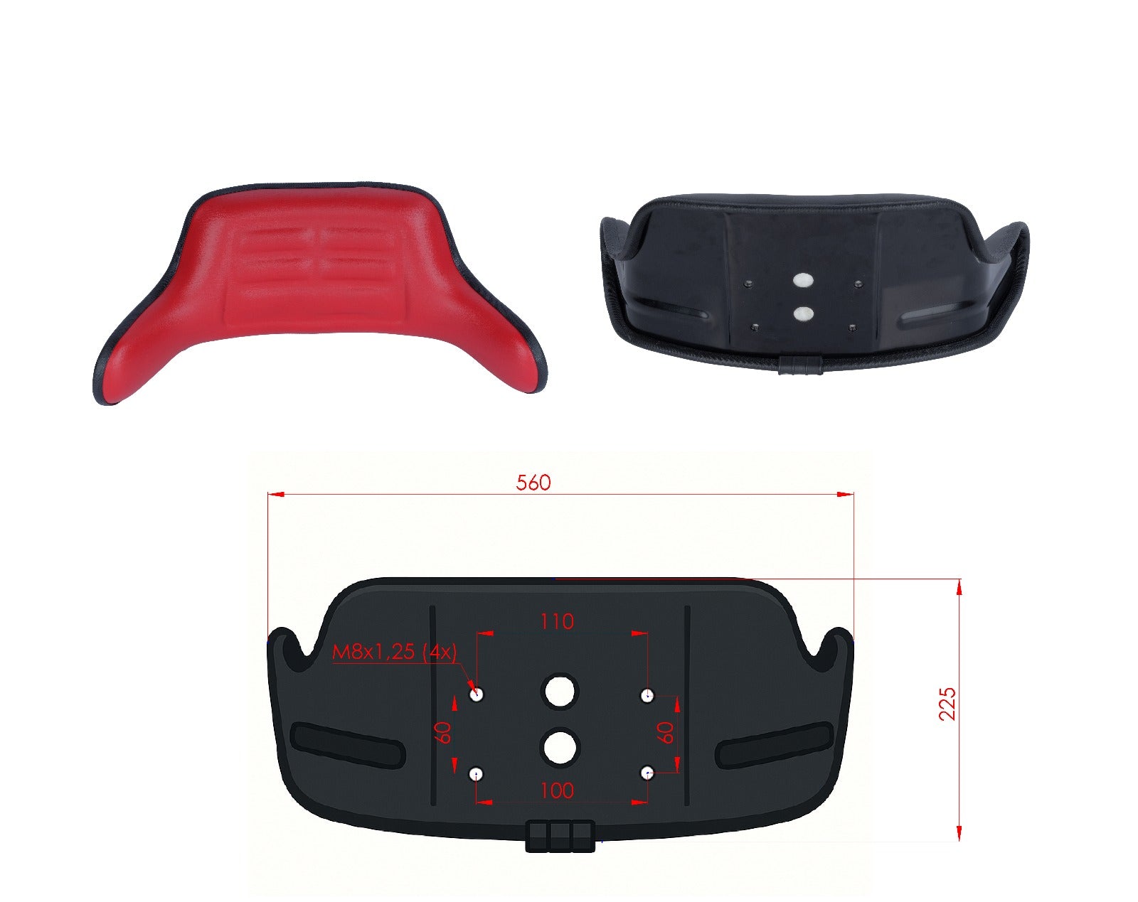 Cojín de Respaldo para Asiento de Tractor con Reposabrazos