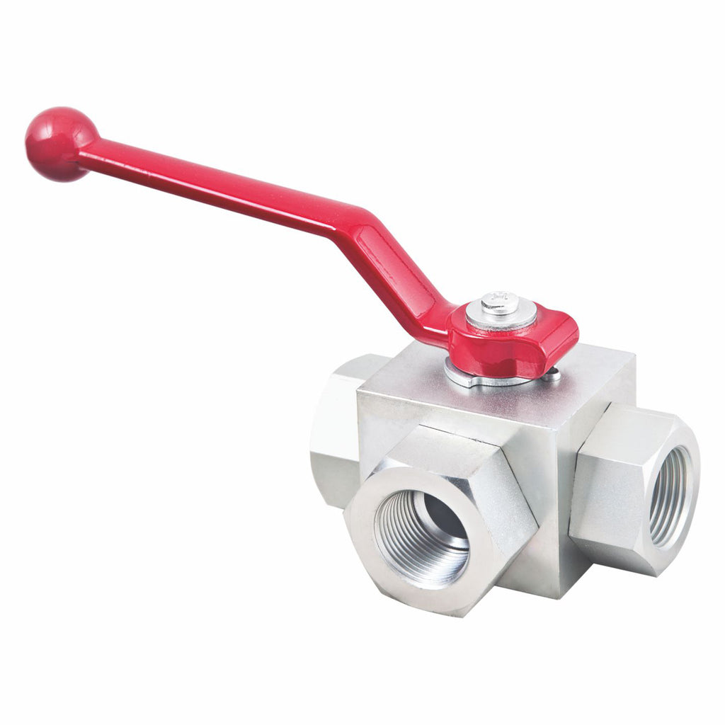 Valvola a sfera idraulica 3 vie 3/8" BSP L-foro 500 bar