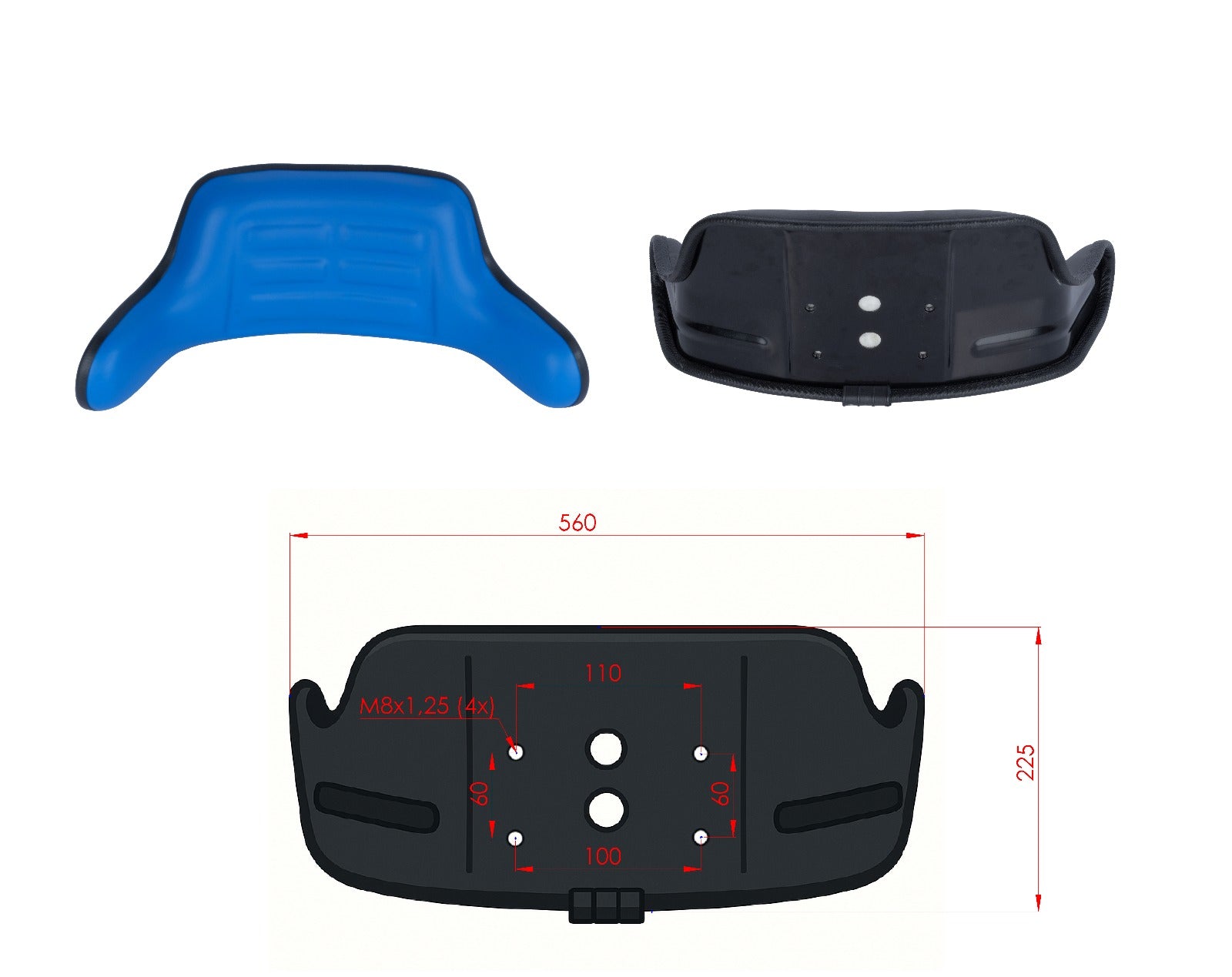 Cojín de Respaldo para Asiento de Tractor con Reposabrazos