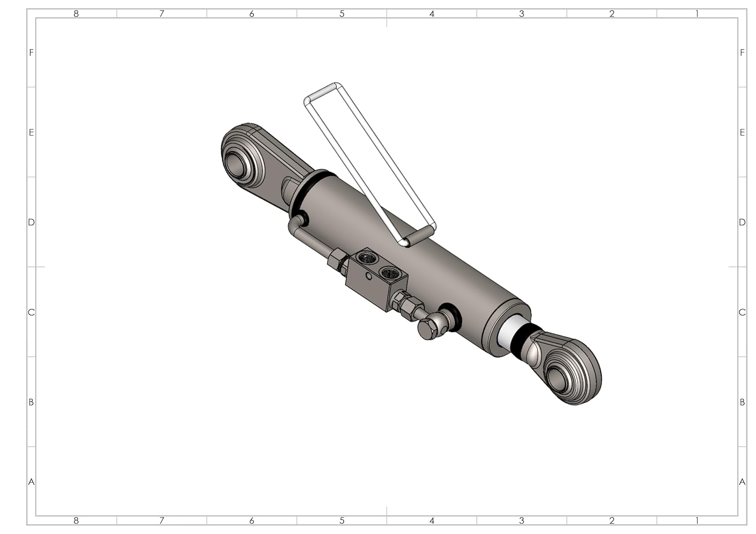 Tercer Punto Hidráulico Cat. 2–2 (500–690 mm) – con bloque de seguridad y 2 mangueras hidráulicas – SPH320095