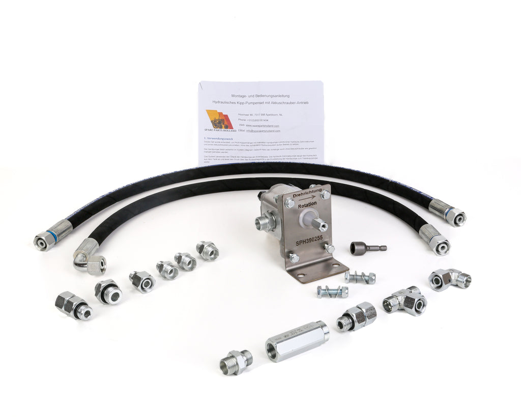 Hydraulikkpumpe for tipphenger med batteridrill | Universelt 12L Plug & Play ettermonteringssett