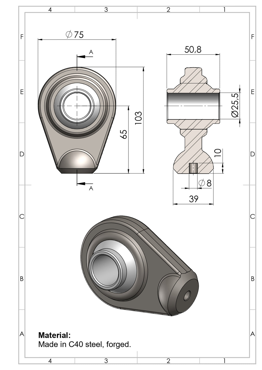 Top Link Weld-on Ball Joint/Weld-on Eyes Cat. 1 & 2 (Forged Steel) - Sparepartsholland