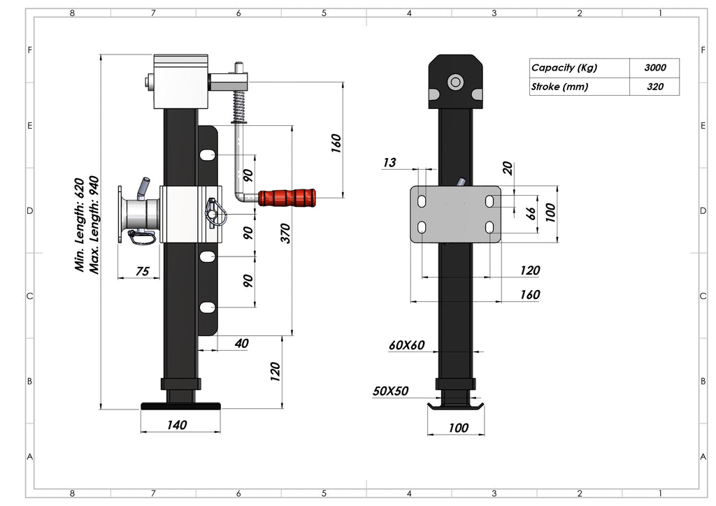 Support Jack avec Crank - 4 Ton - SPH500033