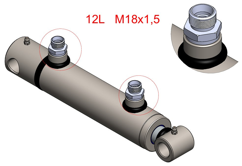 Double Acting Hydraulic Cylinder Hole Type (50/30) + Nipple