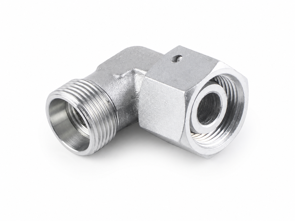 Hydraulic Metric 90° Swivel Elbow Fitting L Series with Swivel Nut 1 One Piece