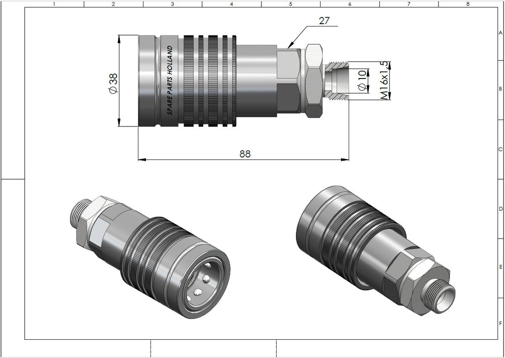 Hydraulic Push-Pull Quick Coupling Female ISO 7241-A with Metric Thread (10L / 12L / 15L)
