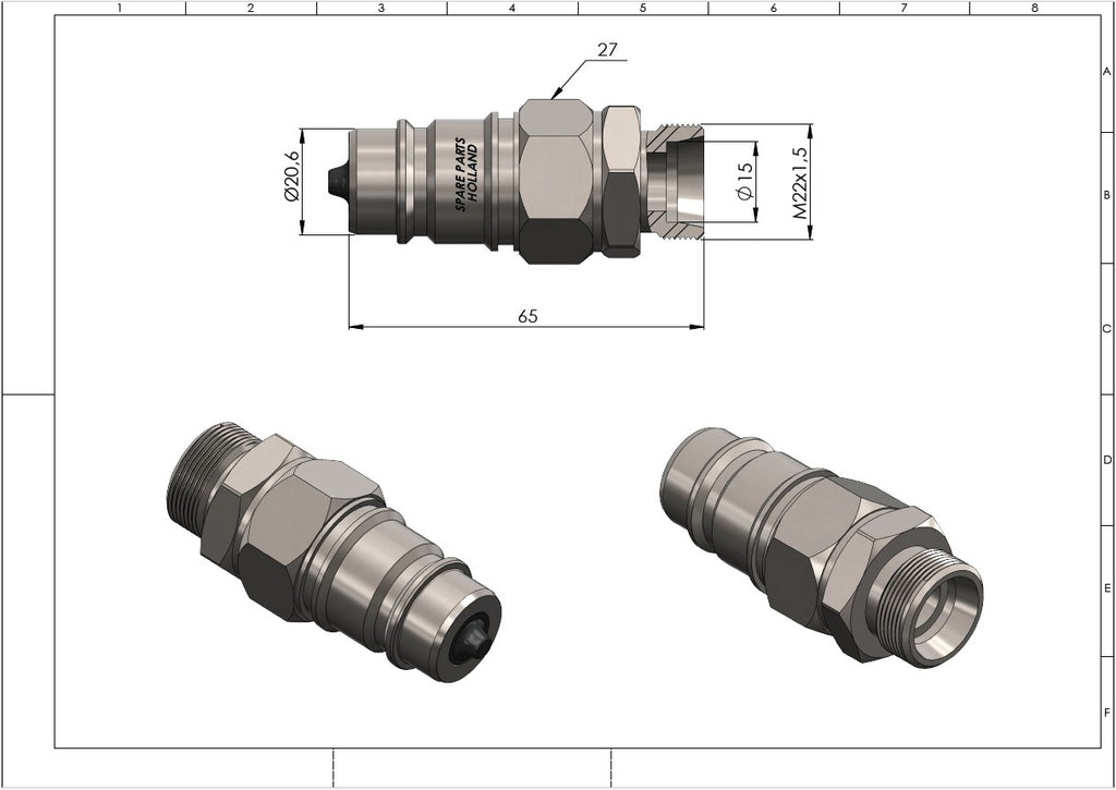 Hydraulic Quick Coupling Male Plug ISO 7241-A Metric Thread (10L / 12L / 15L)