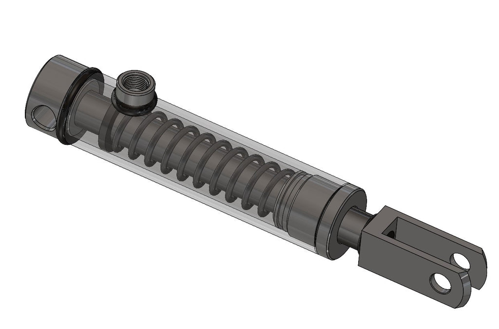 Single acting hydraulic trailer brake cylinder with clevis and internal return spring SPH340351