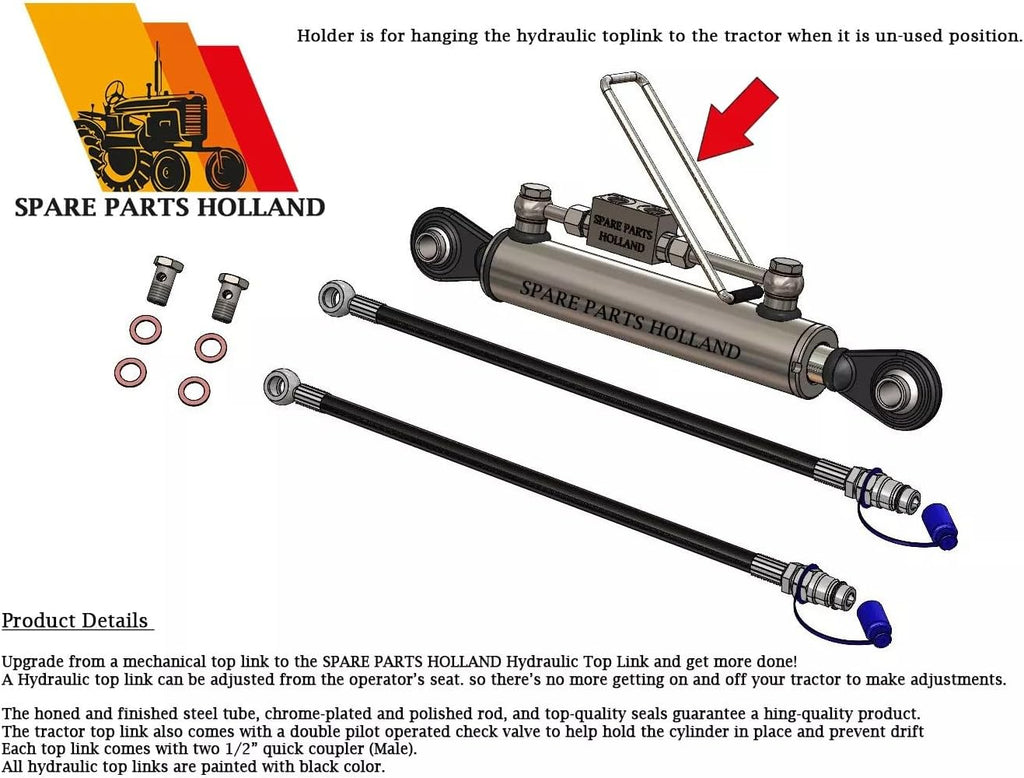 Terzo Punto Idraulico Cat 1-1 (600 - 940 mm) con Blocco di Bloccaggio e 2 Tubi - SPH320089