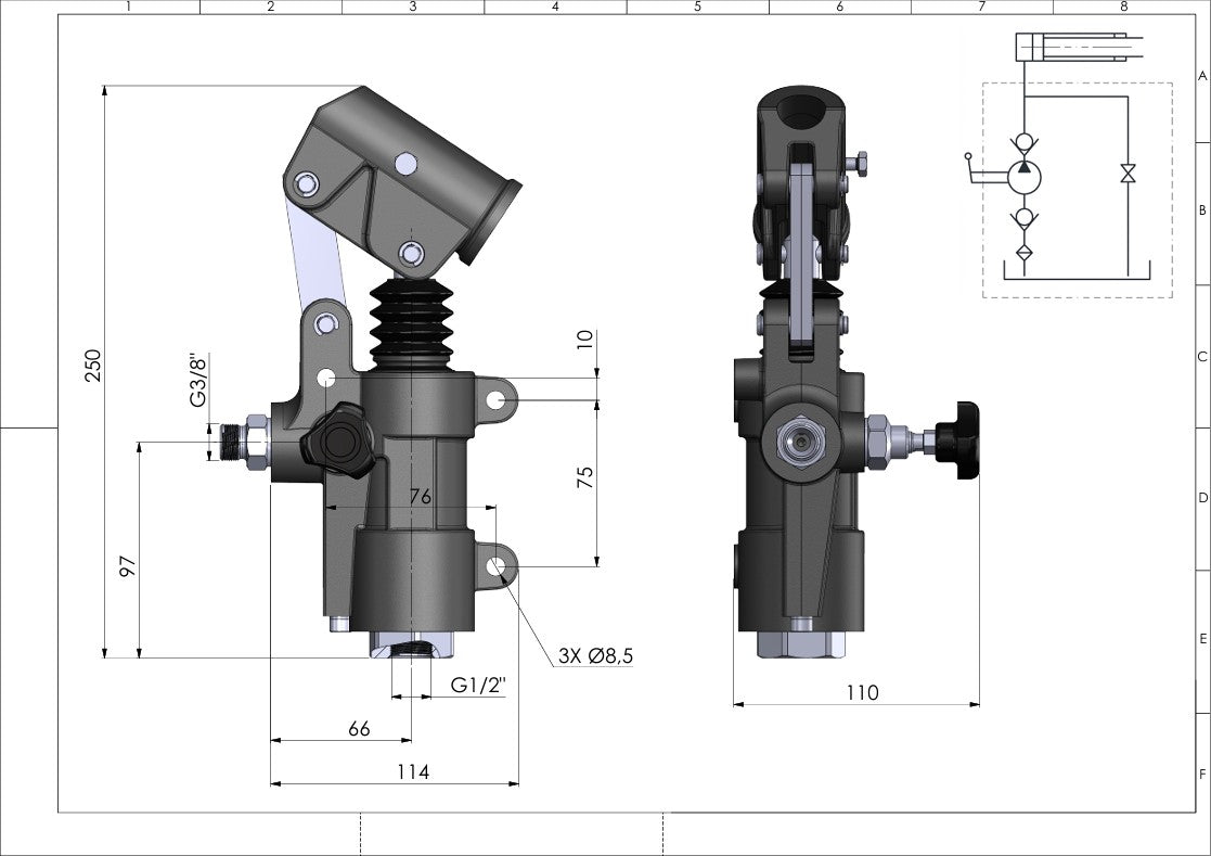 Inline hydraulisk håndpumpe PRBC20 til enkeltvirkende cylindre - SPH390162