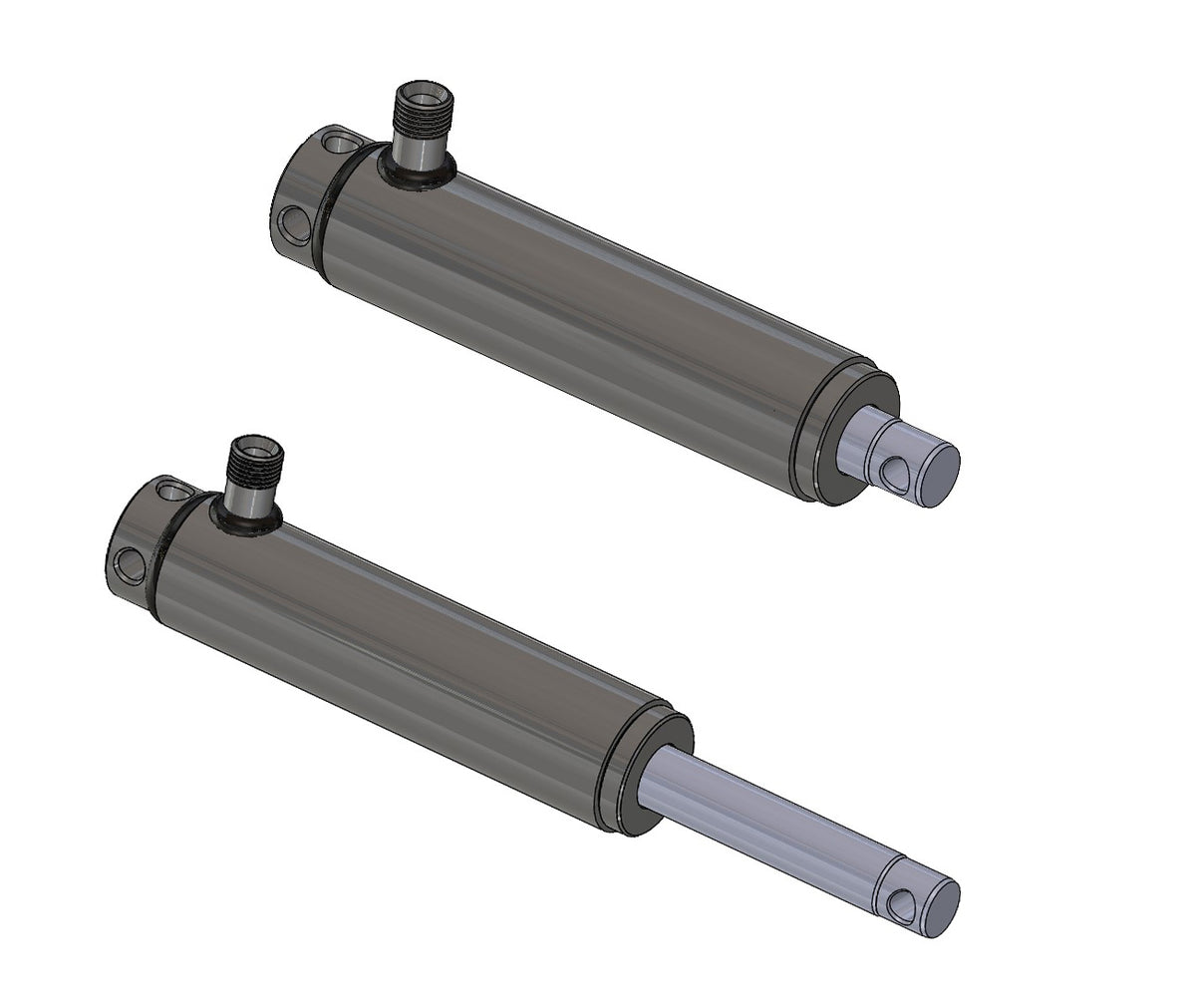 single acting hydraulic trailer brake cylinder with 12 mm pin holes and 95 mm stroke