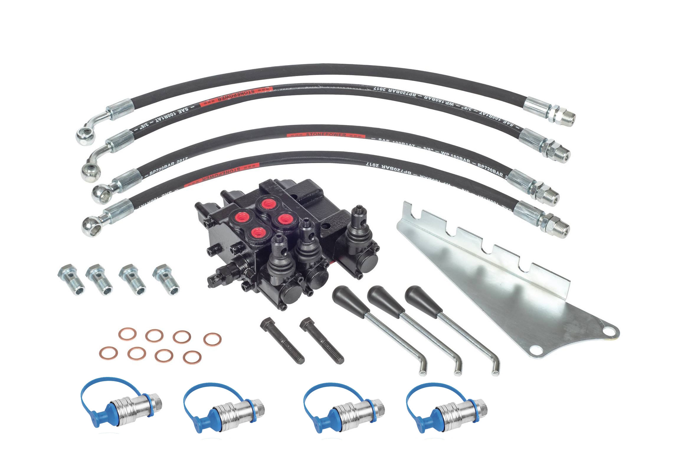 Dual Hydraulic Remote Kit for Massey Ferguson MF 135 150 230 231 240 245 250 253 (Black)